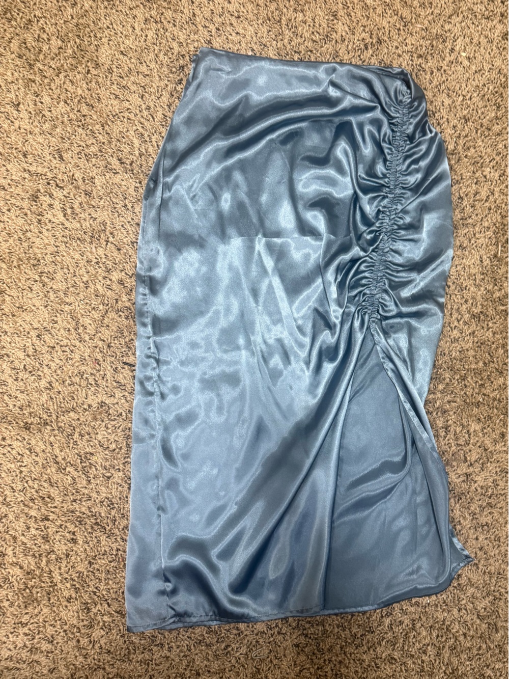free press Satin Asymmetrical Ruched Light Blue Skirt